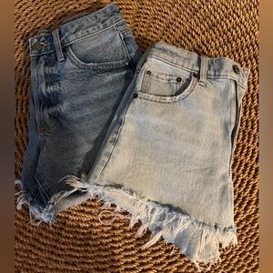 Women’s Abercrombie & Fitch / JBD High Waist Denim Shorts - Light and Dark Blue